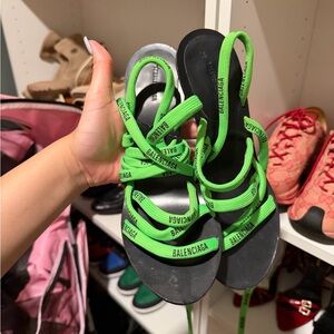 Balenciaga Neon Green Logo Sandals